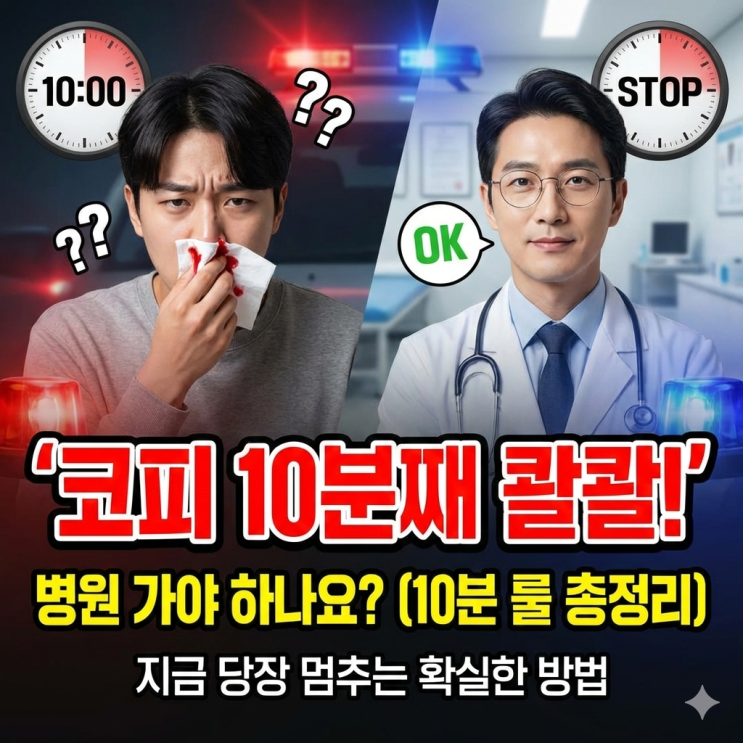  코피가 10분 넘게 안 멈추면 병원 가야 하나요? 10분 규칙 총정리