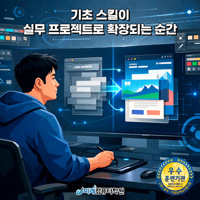  양산웹디자인학원｜포토샵·일러스트 실무와 쇼핑몰관리, 국민취업제도로 웹디자이너 취업까지
