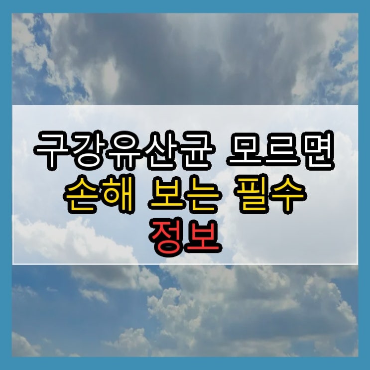  구강유산균 모르면 손해 보는 필수 정보
