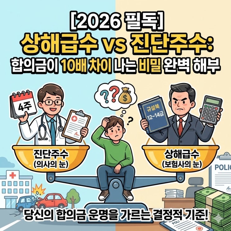  전치 2주 염좌인데 합의금 300? 상해급수와 진단주수의 비밀 완벽 해부