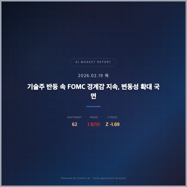  2026.02.19 (목) 미국 증시 분석 : 기술주 반등 속 FOMC 경계감 지속, 변동성 확대 국면