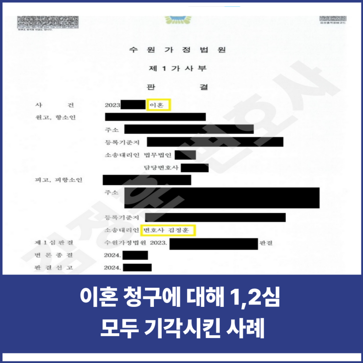  황혼이혼 청구 1·2심 모두 기각, 혼인관계 유지 판결 사례