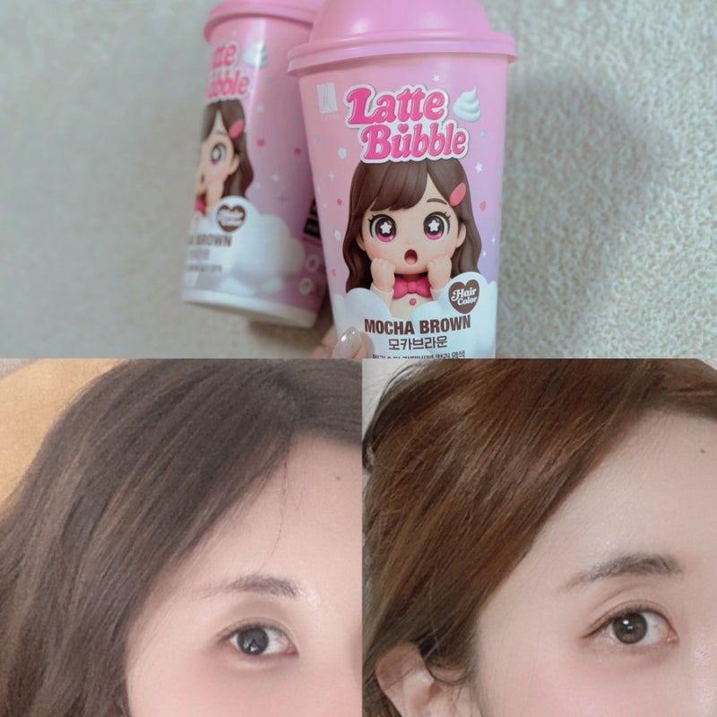 다이소염색약 엘라스틴 라떼버블 모카브라운 셀프염색 후기