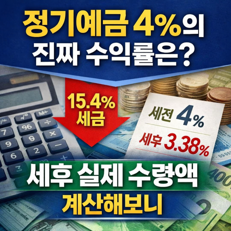  연 4% 정기예금 실제 수익 계산 | 세후 수익 구조