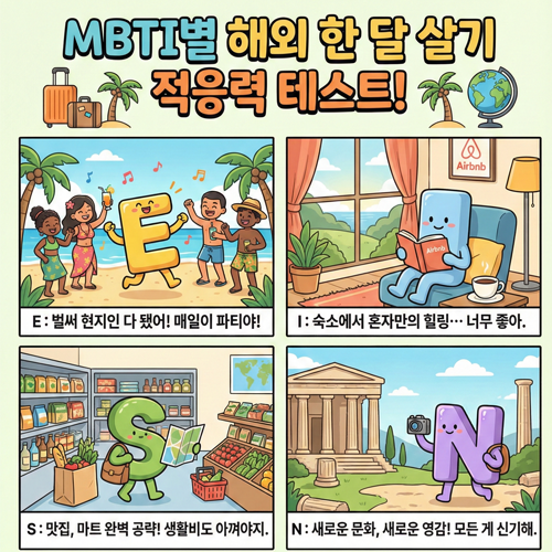  [심리테스트] 해외 한 달 살기, 내 적응력은 몇 점? 'MBTI 한 달 살기 테스트'