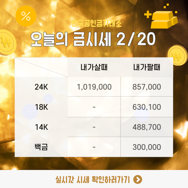  부산 사직동 금시세 2월 20일 순금 거북이 1돈 가격