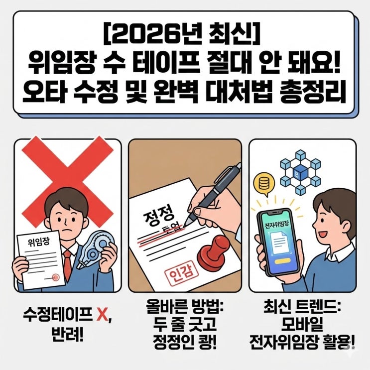  위임장 수정테이프 써도 될까? 오타 났을 때 올바른 정정 방법 완벽 가이드