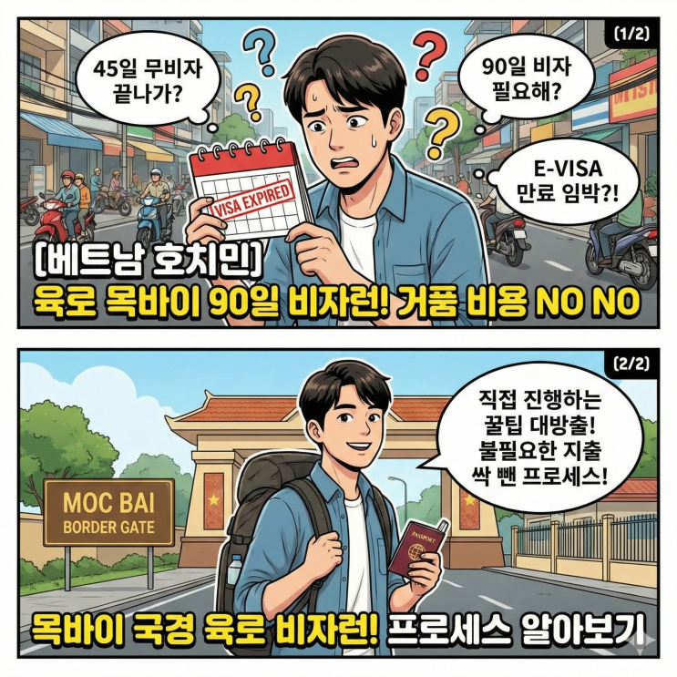  베트남 호치민 육로 목바이 90일비자런 거품 비용 NO 직접 진행 팁