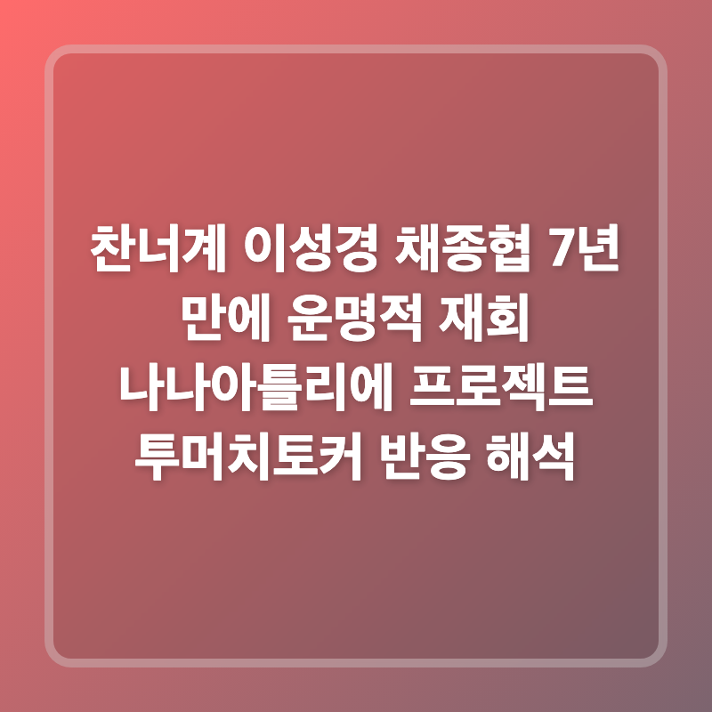 찬너계 이성경 채종협 7년 만에 운명적 재회 나나아틀리에 프로젝트 투머치토커 반응 해석