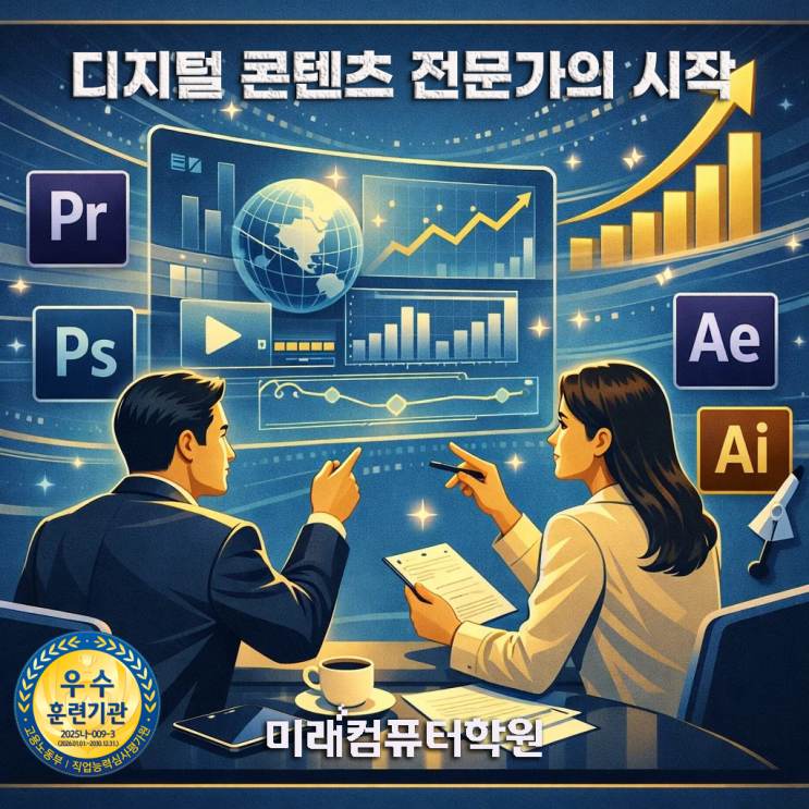  부산·김해국비지원 멀티미디어콘텐츠제작전문가 과정 포토샵·일러스트·프리미어·에펙 자격증 취득 + 월 최대 80만원 훈련수당!
