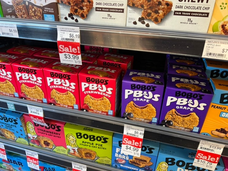  미국 보보스 오트스낵 BOBO'S PB&JS 피넛버터 앤 젤리 포도,딸기