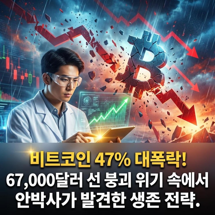  비트코인 47% 대폭락! 67,000달러 선 붕괴 위기 속에서 안박사가 발견한 생존 전략.