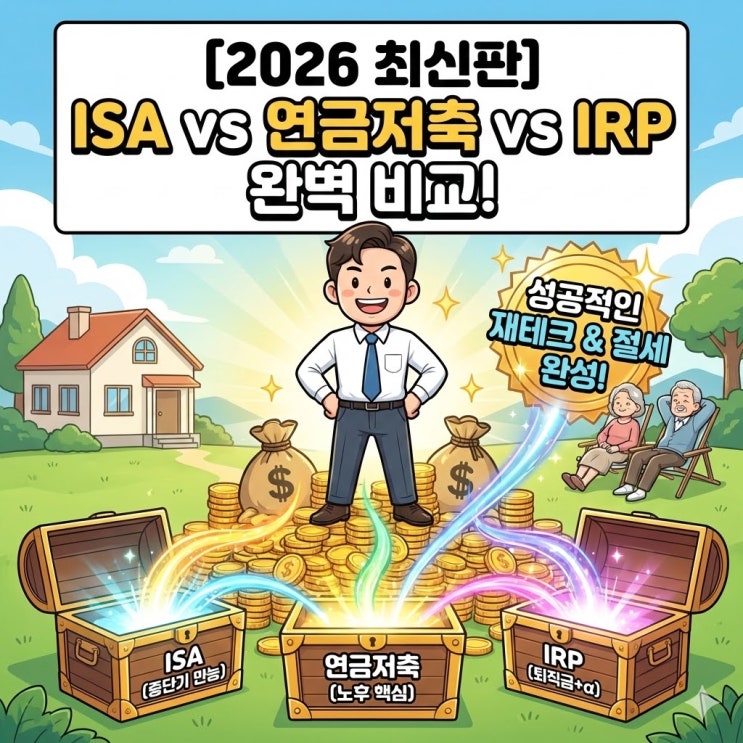  [2026 최신판] ISA vs 연금저축 vs IRP 완벽 비교! 직장인 절세통장 가입 우선순위 총정리