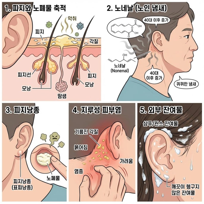 [생활/건강] 귀 뒤 냄새 원인 3가지와 제거 루틴, 알코올솜으로 10초 만에 해결한 후기