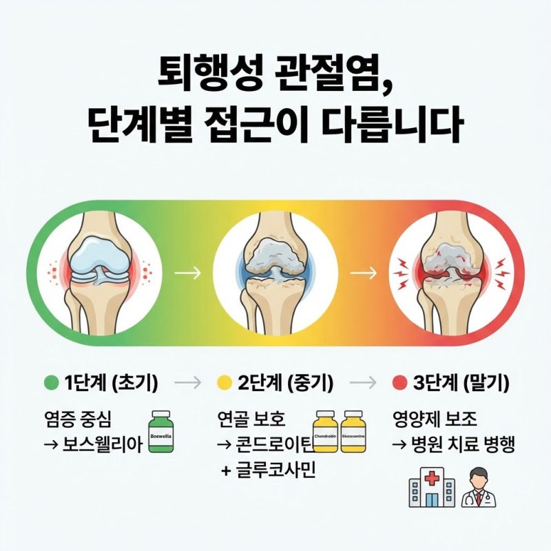 퇴행성 관절염 단계별 영양제 선택 가이드 | 무릎 통증 단계에 따라 달라집니다 (괜히 여러 ....