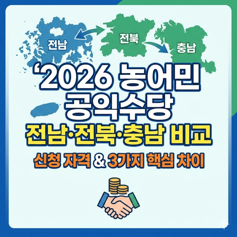 2026년 농어민 공익수당 신청 자격, 전남 충남 전북 지역별 3가지 차이점