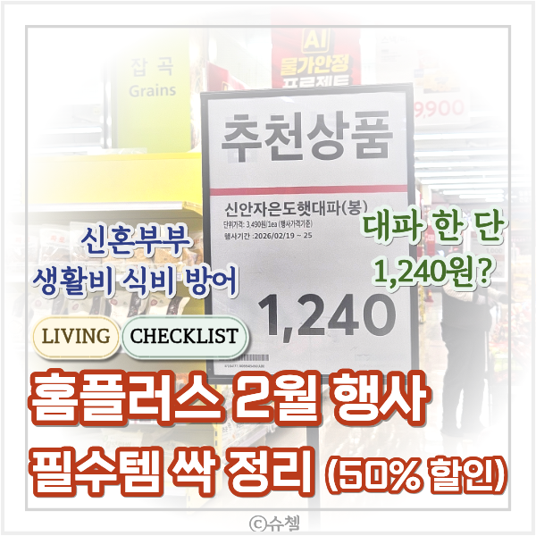  [홈플러스 2월 할인 행사] AI 물가안정 프로젝트, '대파가 1,240원?' 신혼부부 생활비 식비 절약 1+1 필수템 내돈내산