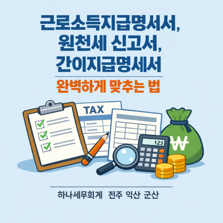  근로소득지급명세서, 원천세 신고서, 간이지급명세서 완벽하게 맞추는 법: 군산세무사의 세금이야기