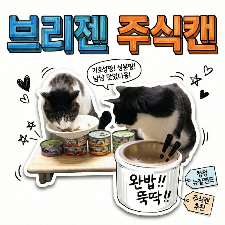 고양이 주식캔 깨끗한 뉴질랜드산 브리젠 습식캔으로 영양과 음수량 동시에