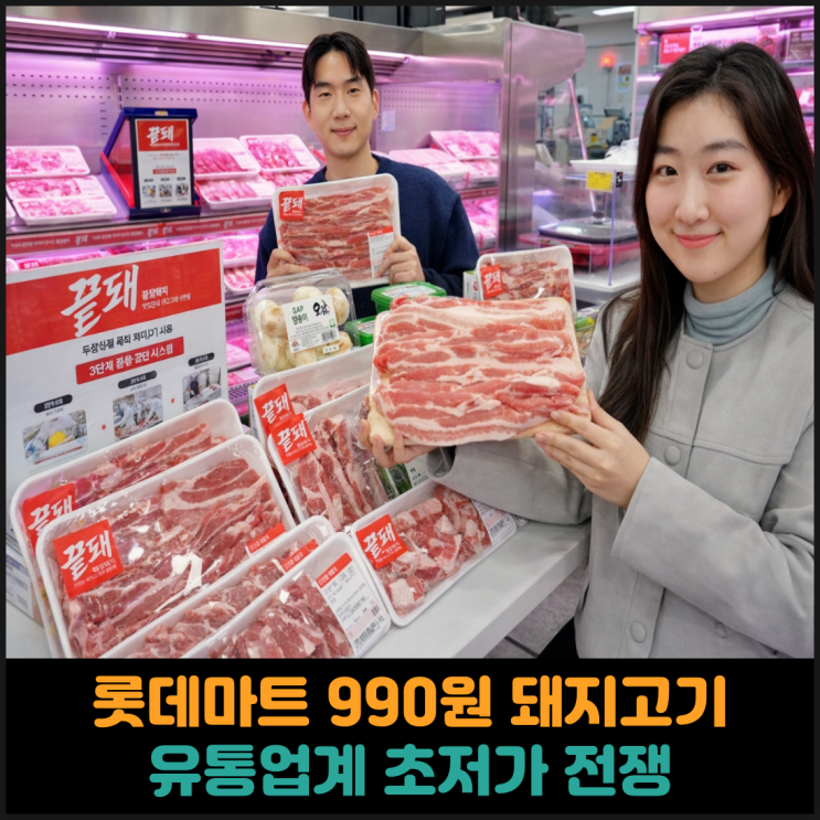  롯데마트 990원 돼지고기, 유통업계 초저가 전쟁
