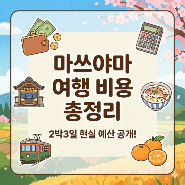  2026 마쓰야마 여행 비용 총정리 (2박3일 기준 현실 예산 공개)