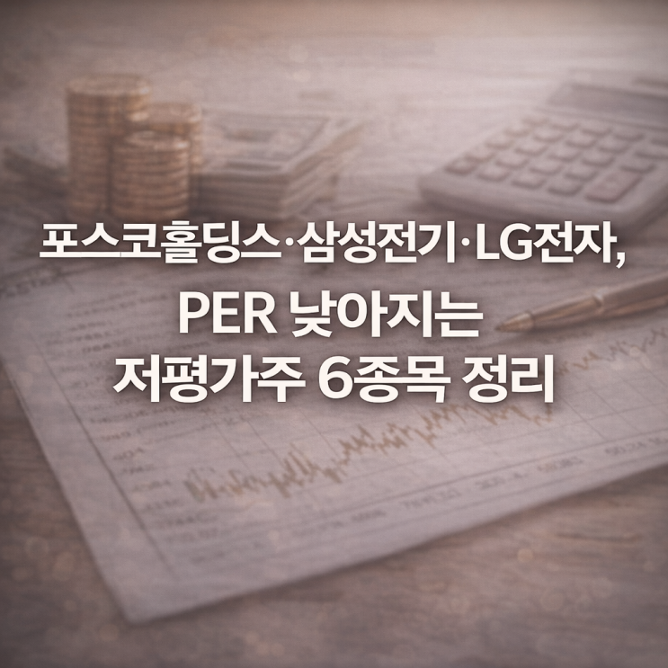  포스코홀딩스·삼성전기·LG전자, PER 낮아지는 저평가주 6종목 정리