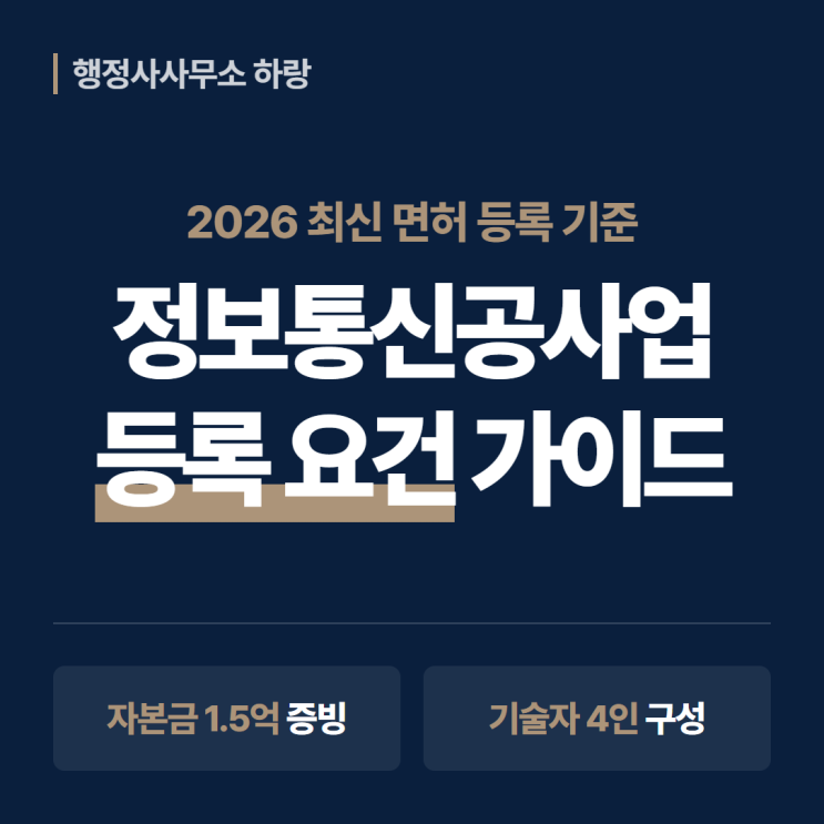  정보통신공사업 등록 요건 총정리 | 2026년 자본금·기술인력·절차 완벽 가이드 [하랑 인사이트]