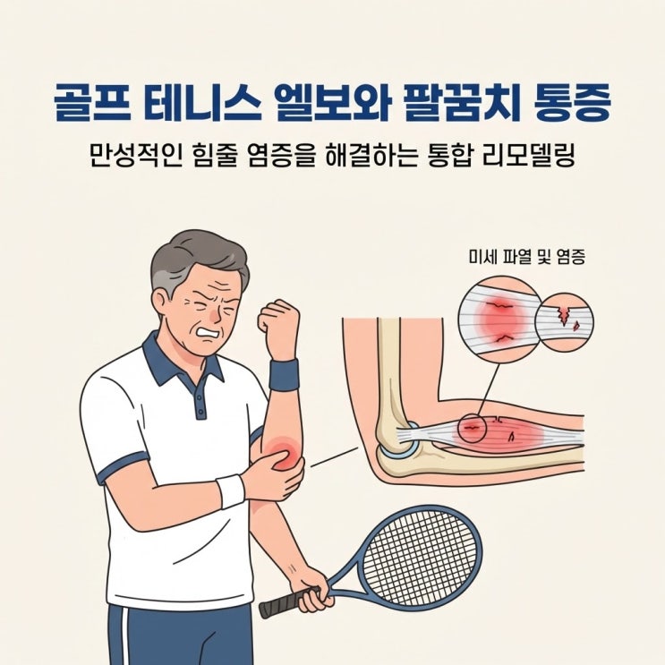 테니스 엘보 골프 엘보 팔꿈치 통증 원인 록소닌 체외충격파 스테로이드 부작용 추나치료