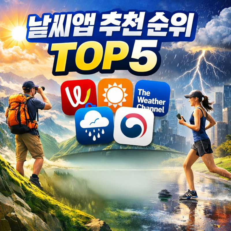 날씨앱 추천 순위 TOP5｜가장 정확한 무료 날씨앱 총정리 (등산·러닝 필수)