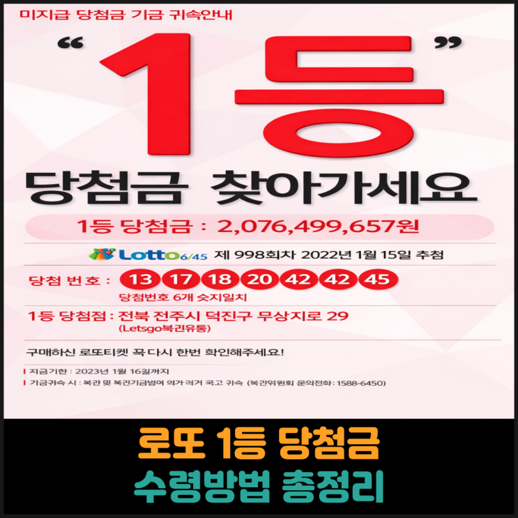  로또 1등 당첨금 수령방법 총정리
