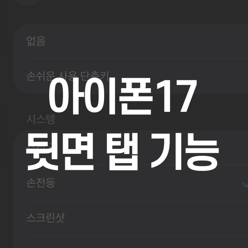 아이폰17 뒷면 탭 기능으로 캡쳐 카메라 손전등 켜는 방법