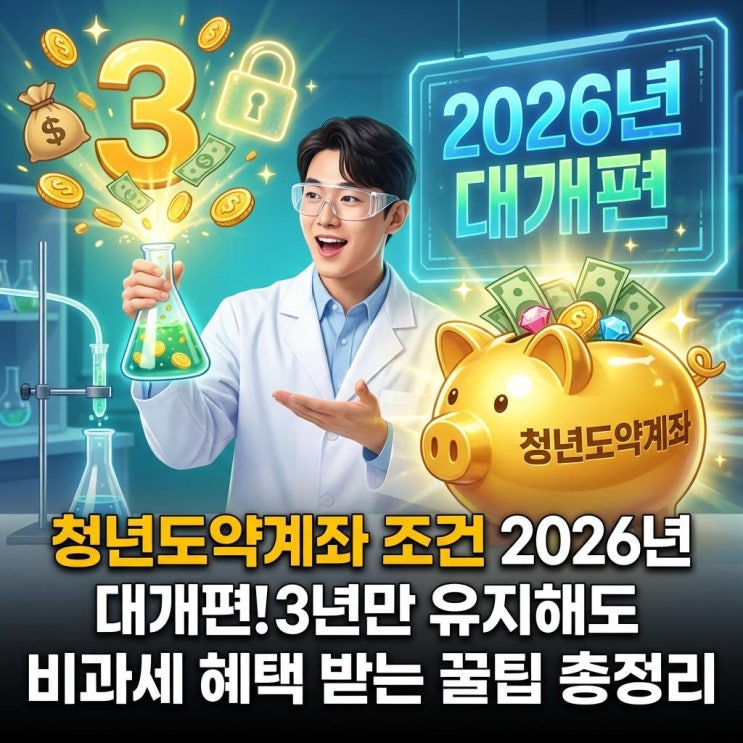  청년도약계좌 조건 2026년 대개편! 3년만 유지해도 비과세 혜택 받는 꿀팁 총정리