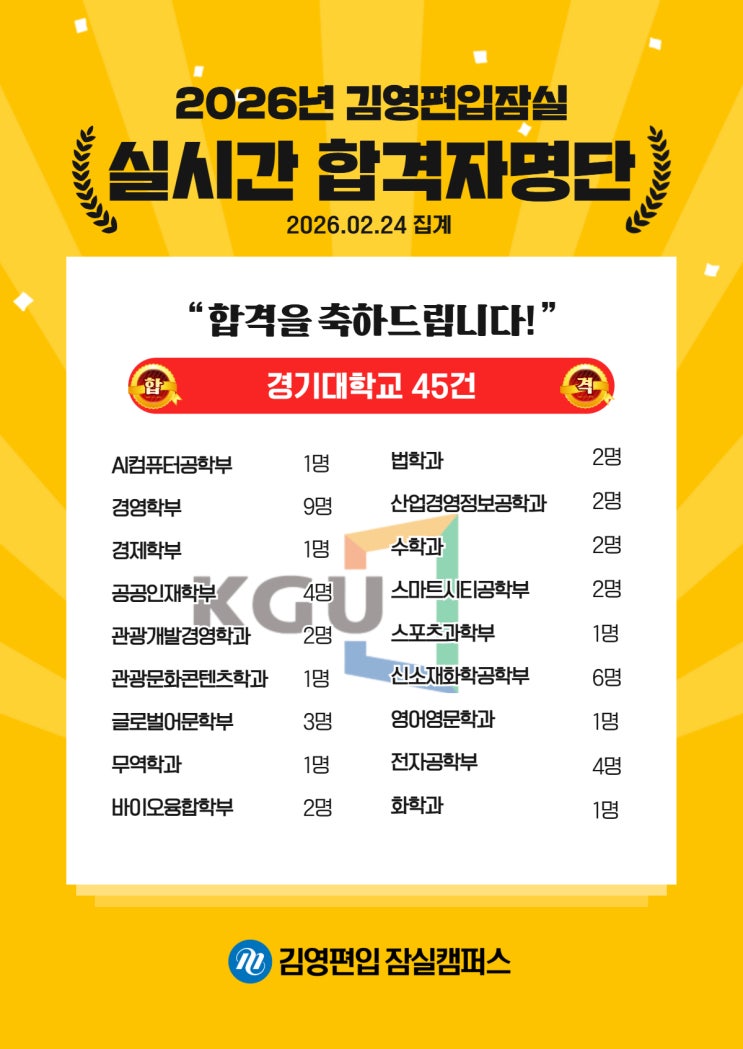 김영편입 잠실_26대비 실시간 합격_경기대학교