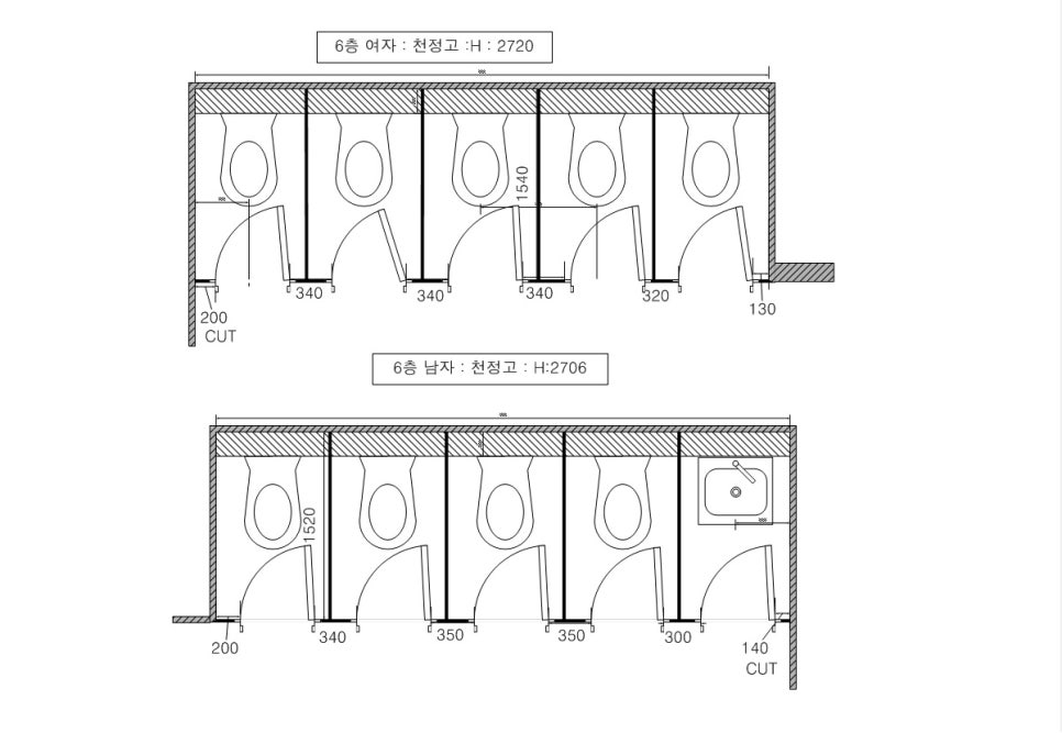 인천 건강공단 1~7층 공공기관 화장실 큐비클 시공 사례 동화큐비클
