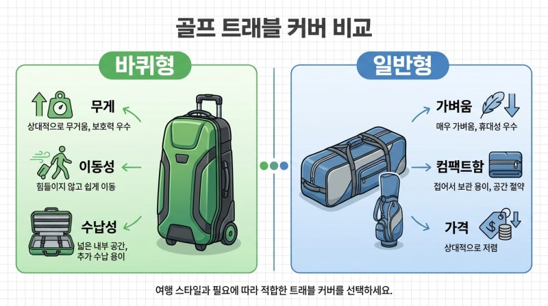골프항공백 바퀴형 vs 일반형 비교! 골프백 항공커버 추천 상황별 선택 가이드