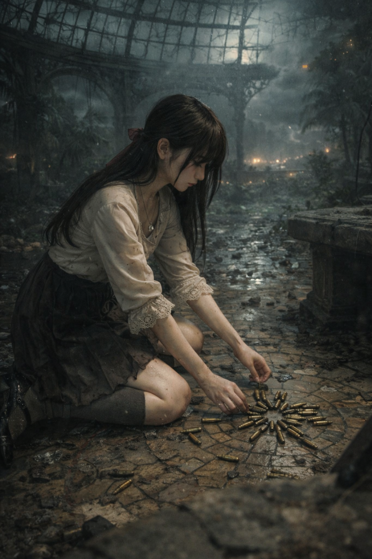  소녀 일러스트(주제:전쟁)