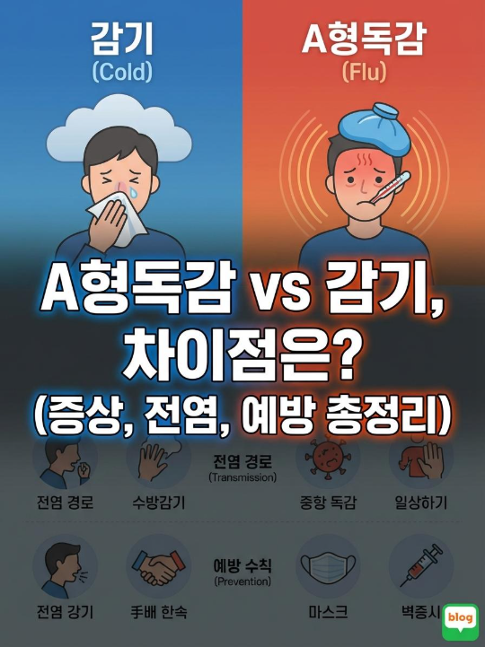 A형독감 증상 총정리 감기와 차이점, 전염 경로, 예방 방법까지