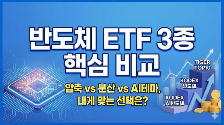  국내 반도체 ETF 3종 비교: TIGER 반도체TOP10·KODEX 반도체·KODEX AI반도체 뜻/차이/구성종목