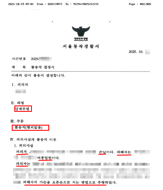 술먹고 기억이 없는데 술집 강제추행? 무혐의 종결했습니다.