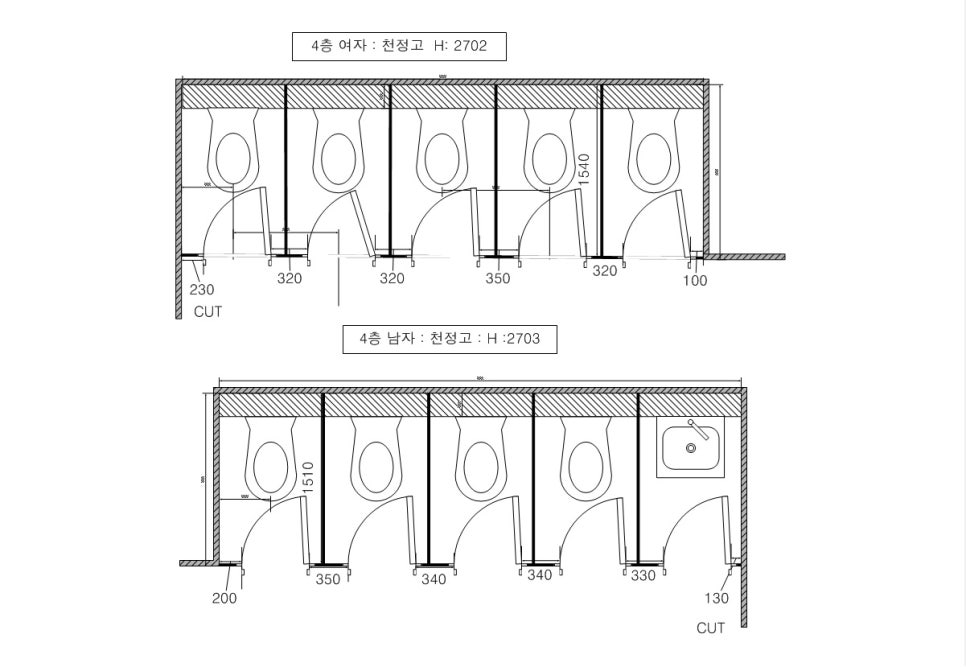 인천 건강공단 1~7층 공공기관 화장실 큐비클 시공 사례 동화큐비클