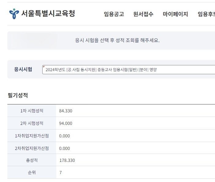  2024학년도 서울 영양교사 임용 초수 합격수기(간단한 공부법과 연세대학교 교육대학원 이야기)