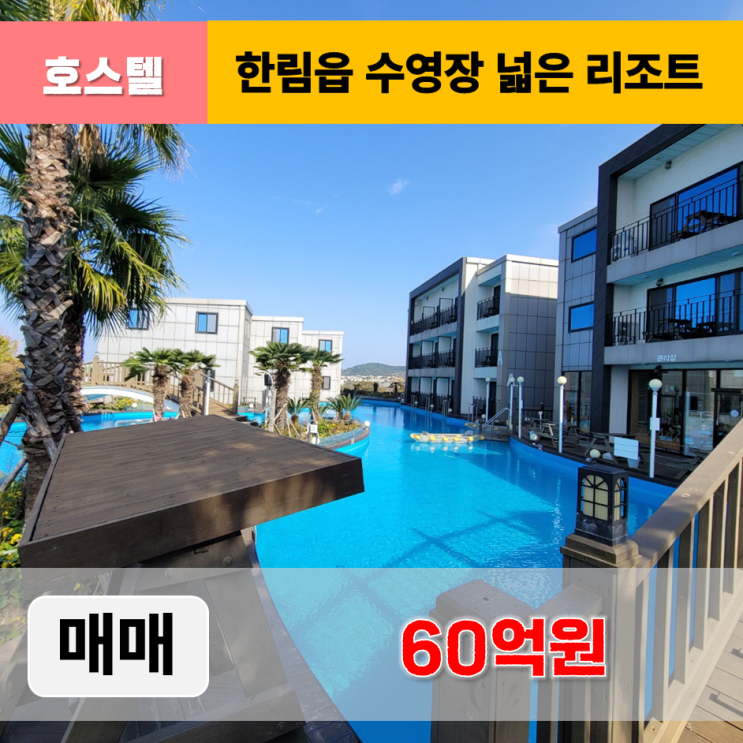  《제주도리조트 매매》 제주시 한림읍 수영장이 넓은 리조트 매매