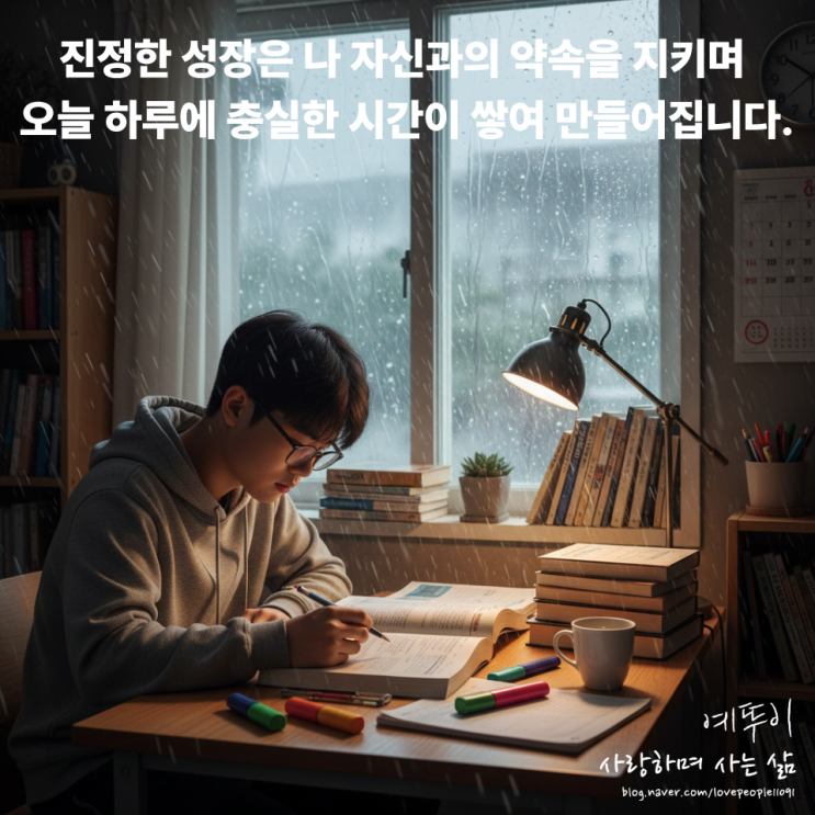  수험생 공부 마음 자세 말이 아닌 자신과 약속을 실천하며 오늘의 시간이 쌓여 자라나는 조용한 성장