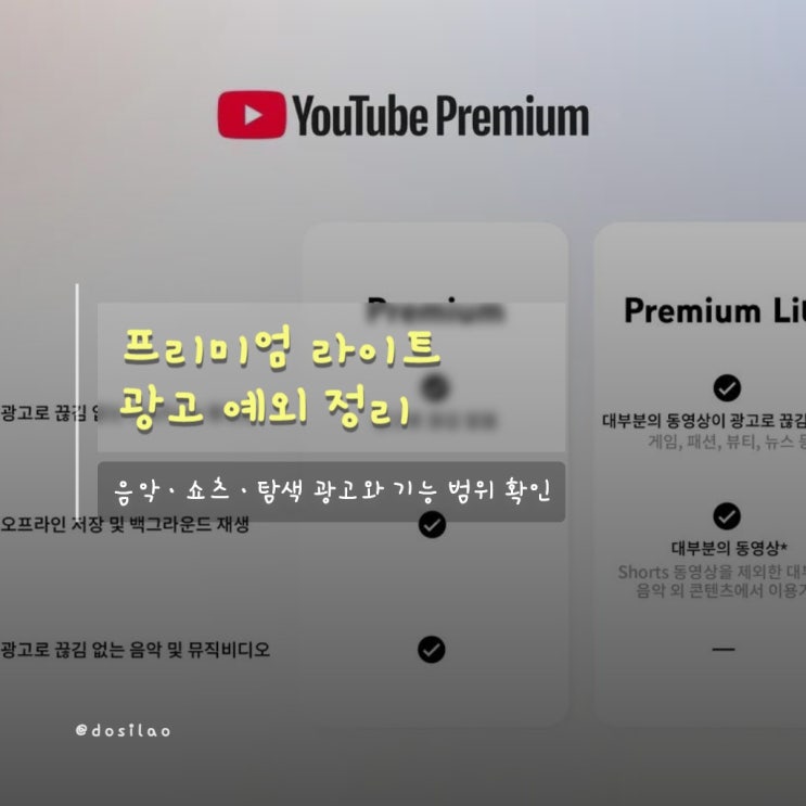  유튜브 프리미엄 라이트 광고 뜨는 이유, 예외 3종과 기능 범위