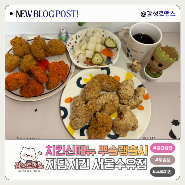  부드럽고 촉촉한 치킨계의 혁명 자담치킨 치킨신메뉴 쉐킷 쉐킷 뿌슐랭 출시