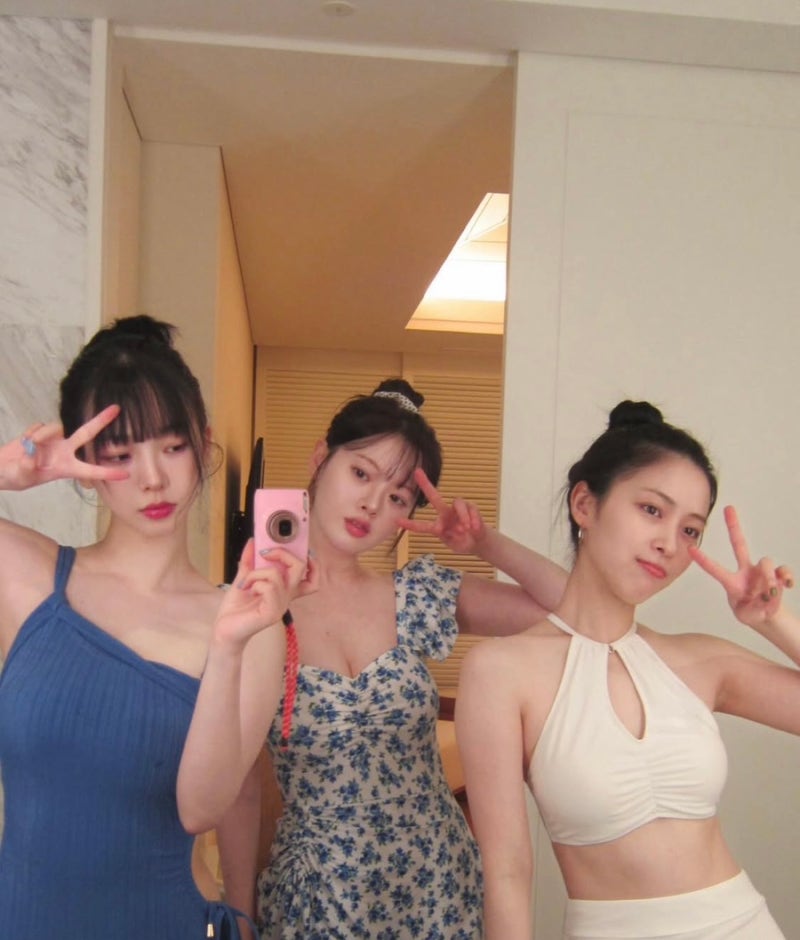 셋이 같이 여행 갔다가 레전드 찍은 카리나, 한수아, 잇지 유진 수영복 패션