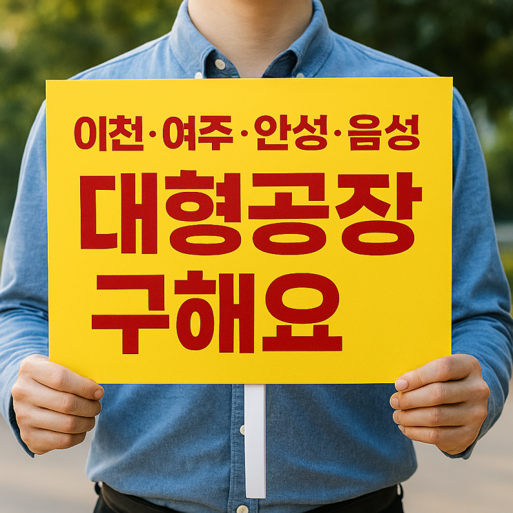  "이천·여주·안성·음성 대형공장 매물 접수중! 매수자 대기중!"(급매위주)