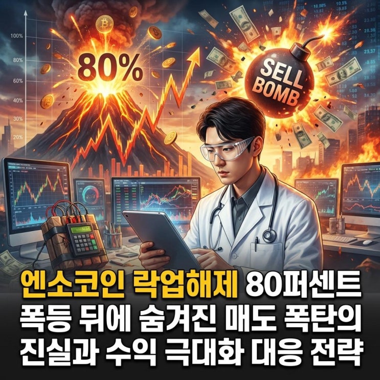  엔소코인 락업해제 80퍼센트 폭등 뒤에 숨겨진 매도 폭탄 정신 못차리겠네