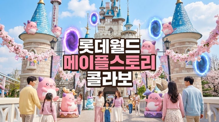  롯데월드 메이플스토리 봄축제! 핑크빈 놀이기구 & 자유이용권 할인
