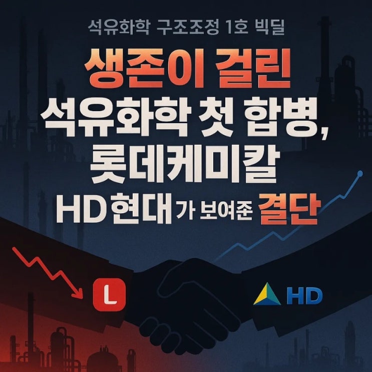  생존이 걸린 석유화학 첫 합병, 롯데케미칼 HD현대가 보여준 결단